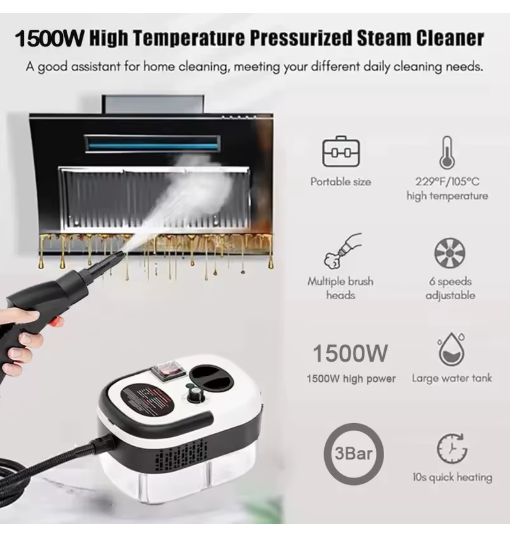Portable High-Temperature Steam Cleaner - 1500W, 105C, product features overview